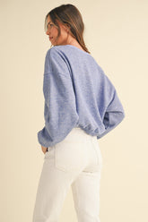 Mable Round Neck 'Malibu Vintage' Embroidery Crop Sweatshirt - Trendy Streetwear